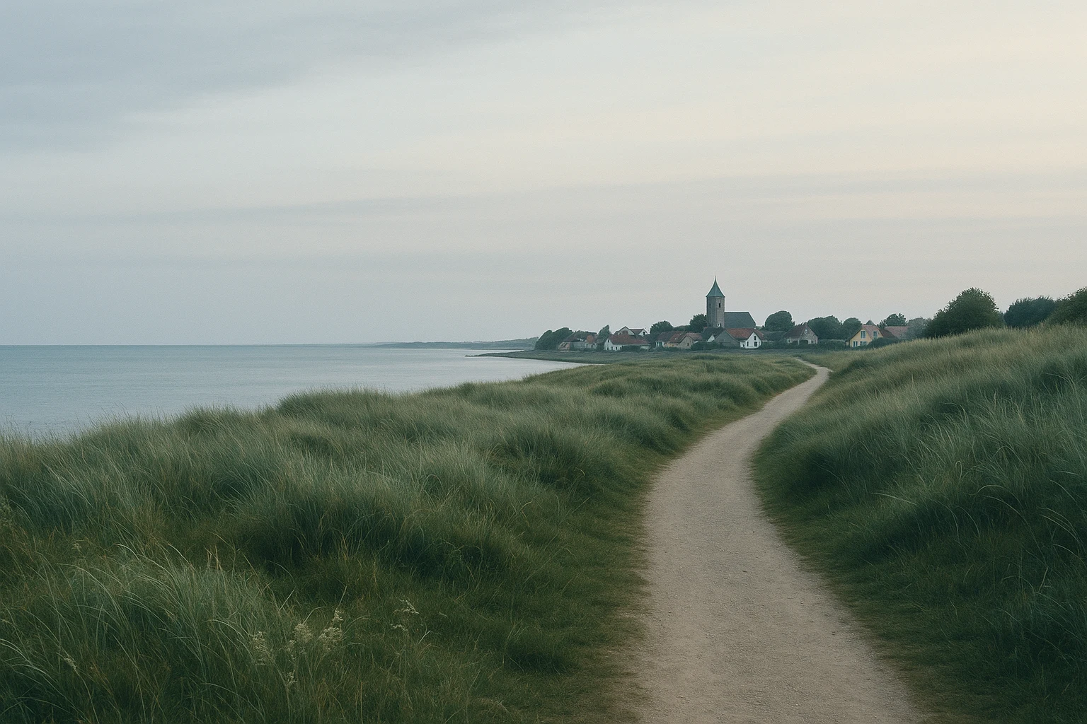 Roligt landskabsbillede med lokal horisont og princip der breder sig